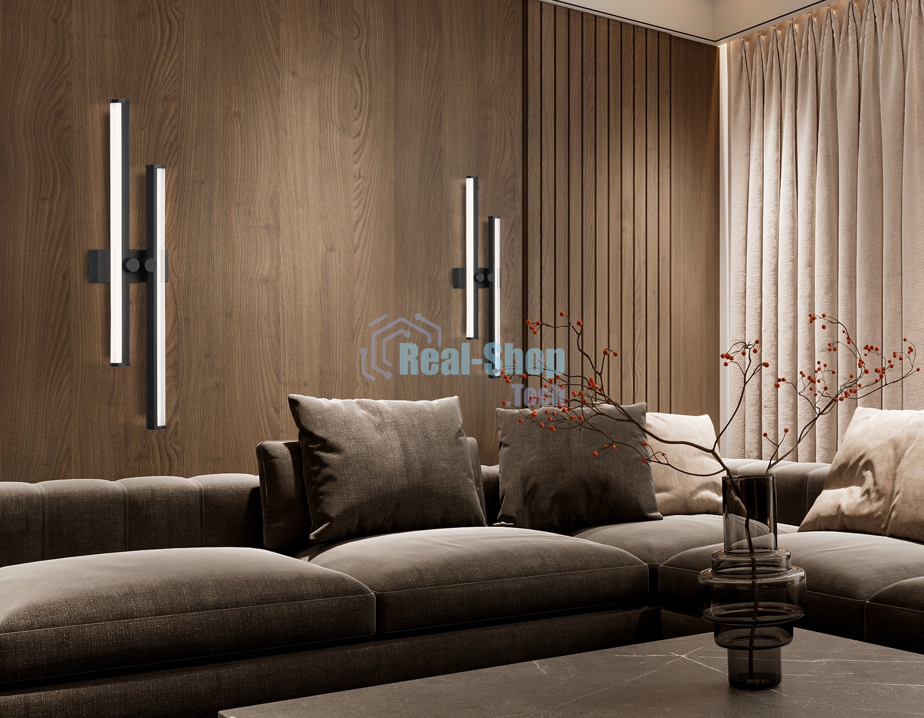 Настенный светодиодный светильник Ambrella light FL6152 BK черный 18W 3000K-6400K 510*120*65