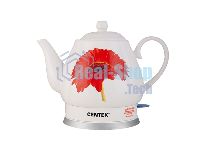 Электрочайник Centek CT-0062 белый, 2.0 л, 2000 Вт, скрытый нагревательный элемент