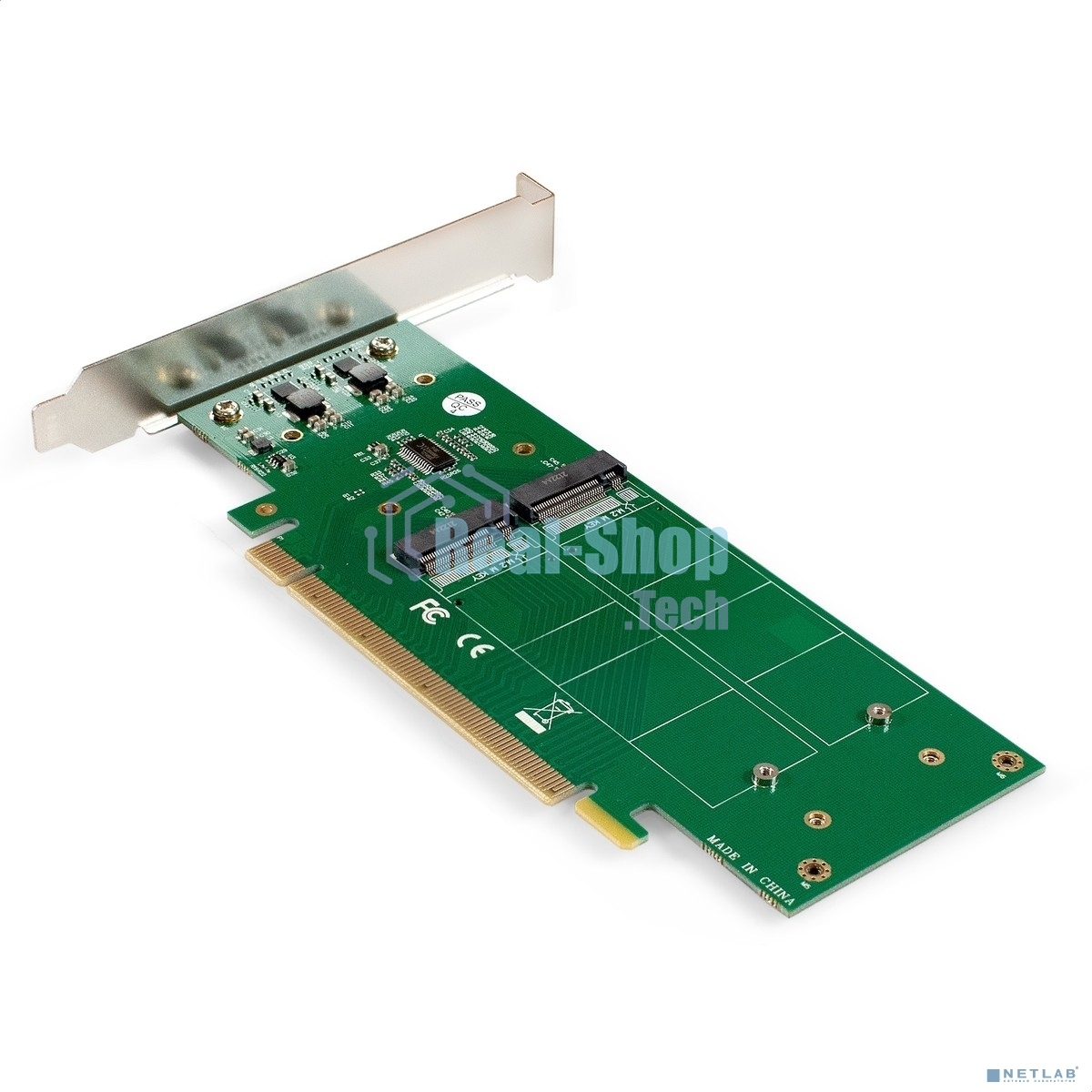 Переходник ExeGate EXE-597E4 (4 x M.2 M key -> PCI-E x16 v3.0, для установки четырех SSD M.2 2230/2242/2260/2280/22110 M key NGFF в слот PCI-E, материнская плата должна быть c функции Bifurcation PCI-E)