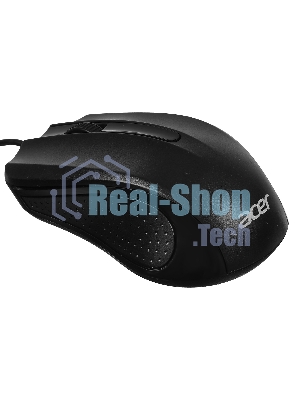 Мышь проводная Acer OMW010 черный, 1200 dpi, USB, кнопки - 3