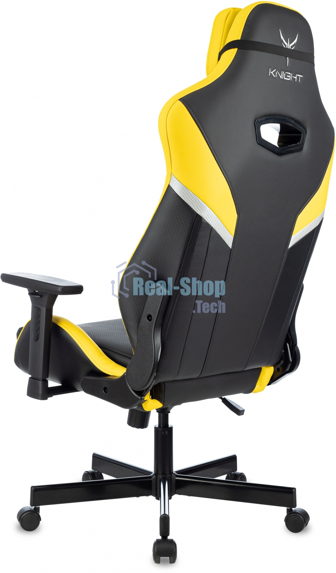Кресло игровое Knight Thunder 5X черный/желтый эко.кожа крестов. металл