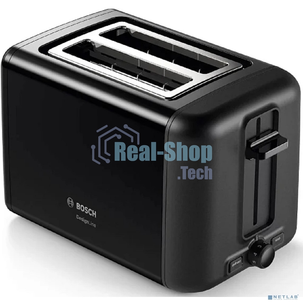 Тостер Bosch TAT3P423 черный, 970 Вт, 2 слота