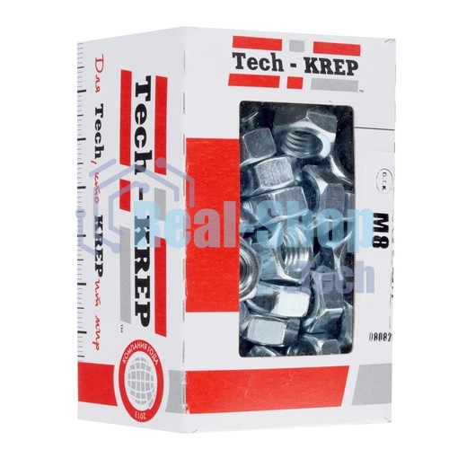 Гайка шестигранная М8 цинк. DIN 934 (уп.35шт) пакет Tech-Krep 103026