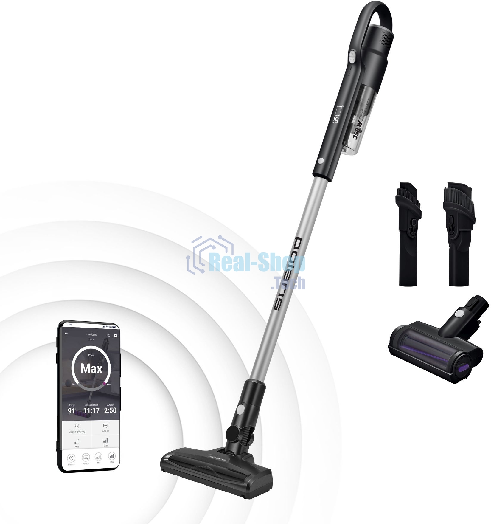 Пылесос вертикальный Polaris PVCS 2090 черный/серебристый, питание от аккумулятора, 130 Вт, уборка сухая, пылесборник 0.2 л