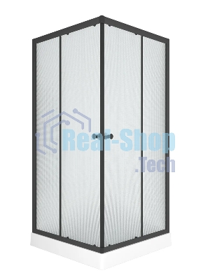 Душевой уголок BAU Stil Hit Black с поддоном 100x100х195, рифленое закаленное стекло, черный профиль