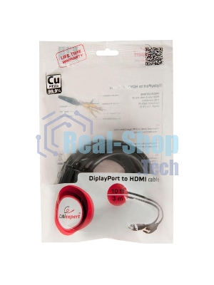 Кабель DisplayPort-HDMI Gembird/Cablexpert 3м, 20M/19M, черный, экран, пакет