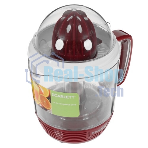 Соковыжималка Scarlett SC-JE50C08 красный/белый, цитрусовая, 25 Вт, 1200 мл, механическое