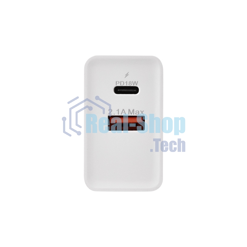 Сетевое зарядное устройство Rexant Type-C + USB 3.0 с Quick charge, белый
