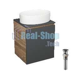 Тумба Bau Dream Blackwood 50 графит, раковина BAU Nimb 50х36, выпуск клик клак, черный