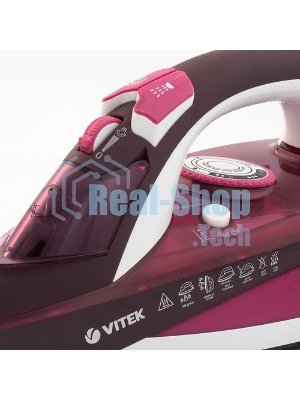 Утюг Vitek VT-1215 (PK) розовый, 2400 Вт, 20 г/мин, 140 г/мин, 320 мл