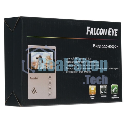 Видеодомофон Falcon Eye VISTA цветной, подключение 2-х вызывных панелей, без трубки (Hands Free), управление электрозамком, цвет корпуса: белый, нап