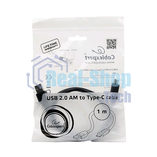 Кабель USB Cablexpert CCP-USB2-AMCM-1M, USB2.0 AM/USB3.1 Type-C, 1м, пакет