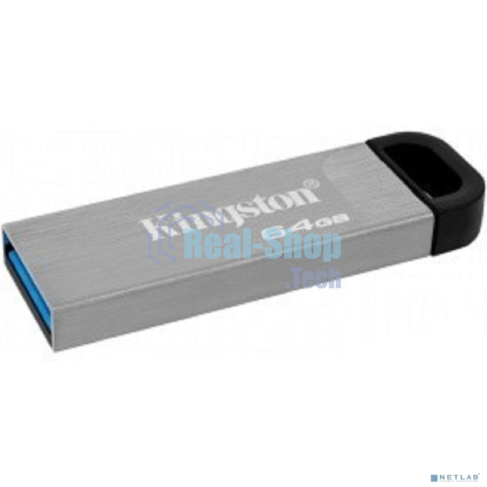 Флешка USB Kingston DataTraveler KYSON (DTKN/64GB), 64Gb, USB 3.2 Gen 1, R/W 200/60, серебристый/черный