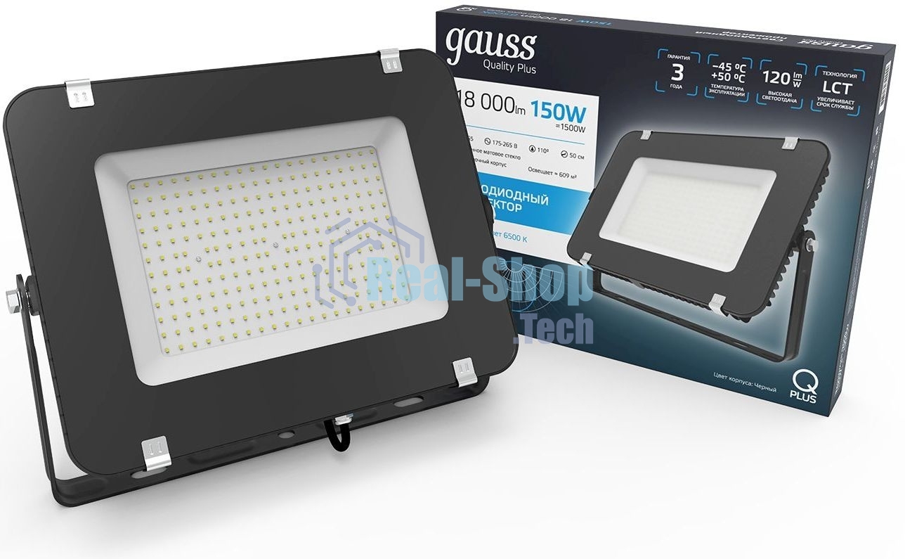 Прожектор светодиодный Gauss 613100150150Вт IP65 6500к черный 1/4