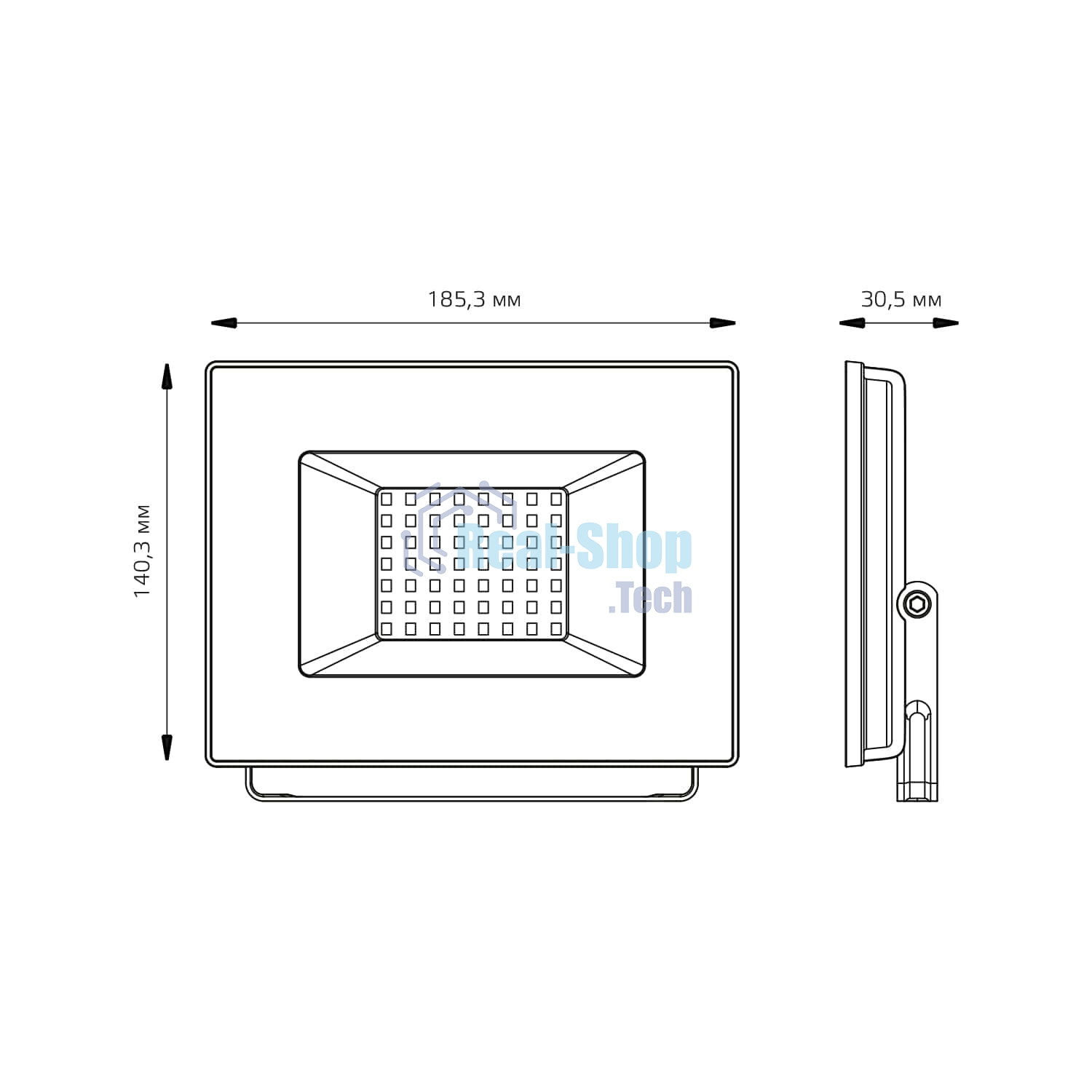 Прожектор светодиодный Elementary 50W 4475lm 4000К 200-240V IP65 черный LED