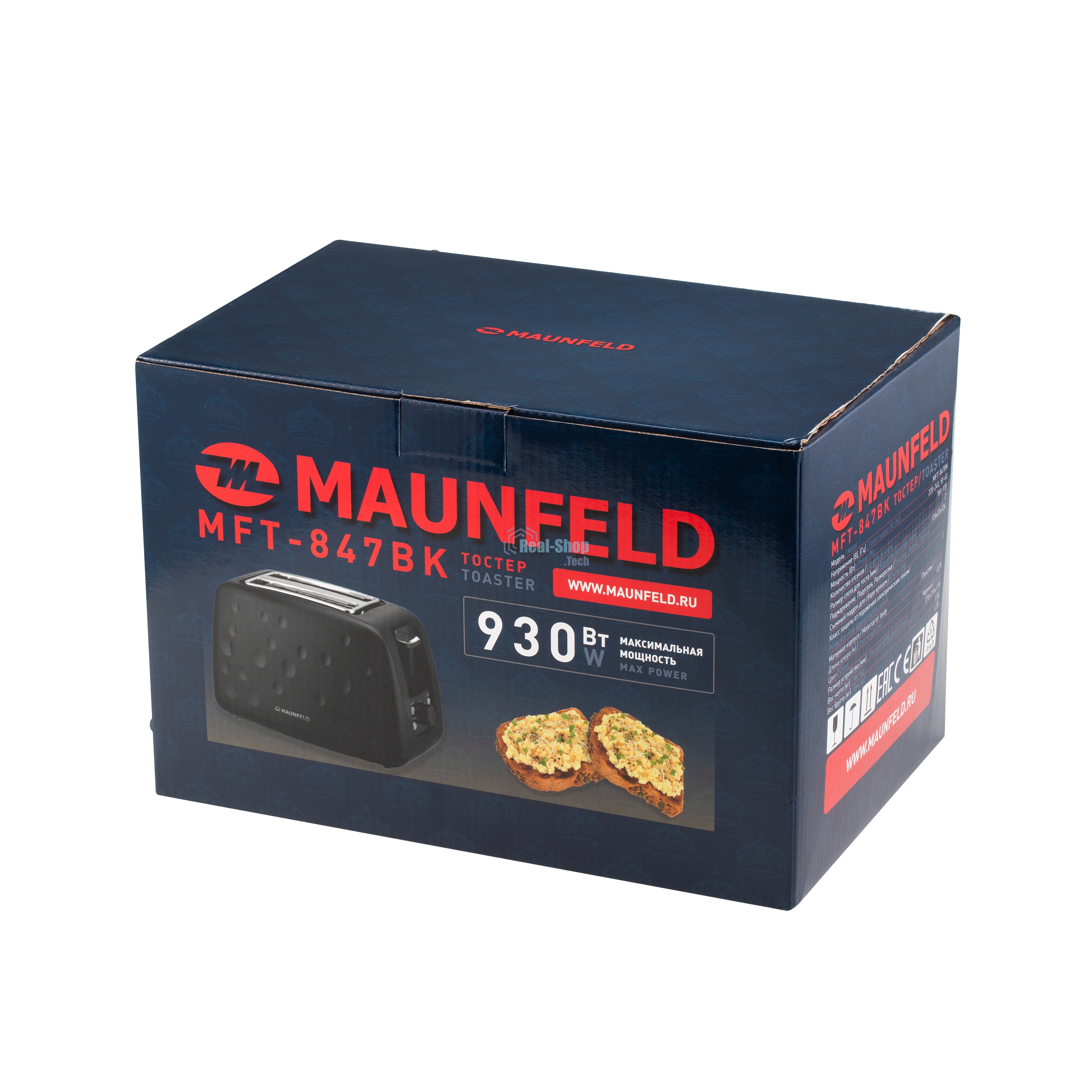 Тостер Maunfeld MFT-847BK чёрный, 930 Вт, 2 слота
