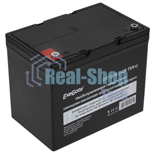 Аккумуляторная батарея ExeGate DT 1275 (12V 75Ah, под болт М6)