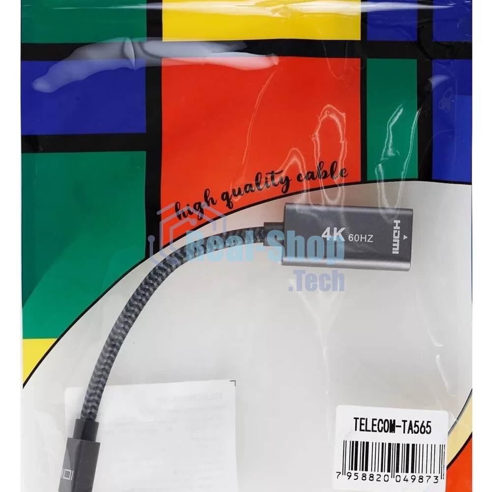 Адаптер miniDP --> HDMI-F 0.15м, оплетка, 4K@60Hz, Telecom (TA565)