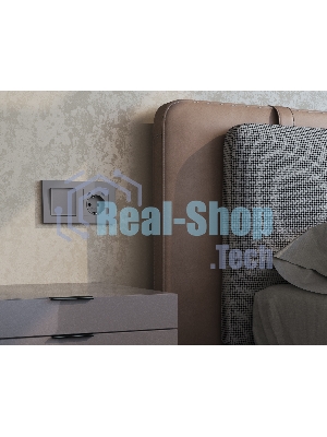 Комплект механизма электрической розетки 2USB С+C 20W с/з на винтовых зажимах 16A-250V ALFA Сталь матовый QUANT (AP5105, VM165) MA510510