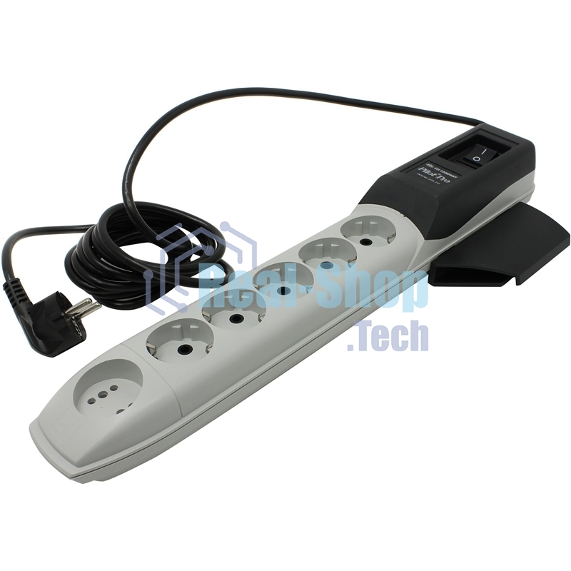 Сетевой фильтр ZIS Pilot Pro 6 розеток (5 евро + 1Gadget Parking) 1.8 м, автомат защиты Surge protector Pilot PRO 6 outlets (5 euro + 1 without ground) 10A/2.2kVt, 1.8m, automatic circuit-breaker