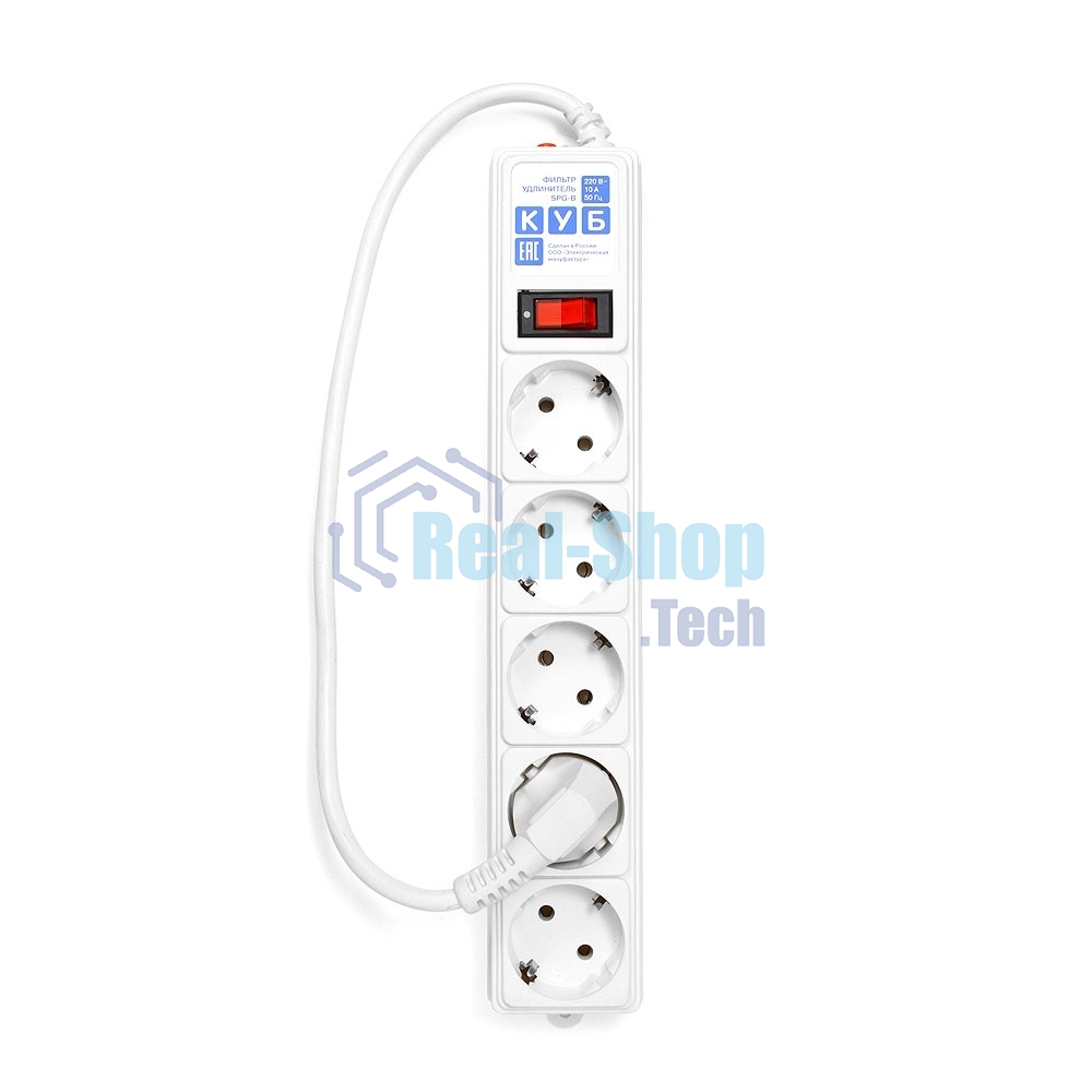 Сетевой фильтр Power Cube B 0,5 м 5 розеток (белый) 10А/2,2кВт