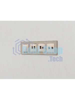 Комплект механизма компьютерной двойной розетки RJ-45 с автоматической защитной шторкой ALFA Бежевый глянец QUANT (AP3121, VM189) MA312110