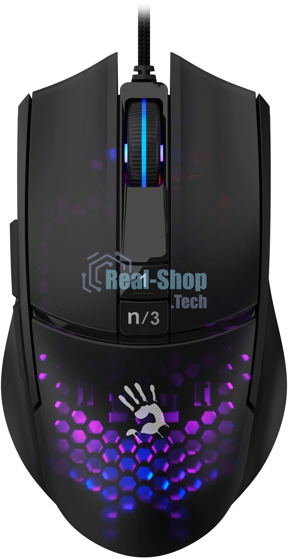 Мышь проводная A4Tech Bloody L65 Max черный/фиолетовый, 12000 dpi, USB, кнопки - 7