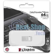 Флешка USB Kingston DataTraveler Micro (DTMC3G2/64Gb), 64Gb, USB 3.2 Gen 1, R/W 200/60, серебристый