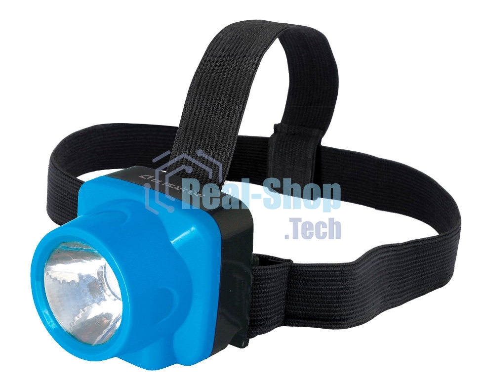 Фонарь налобный аккумуляторный LED5375 220В 0.4Вт LED 2 реж. пластик голуб. Ultraflash 14252
