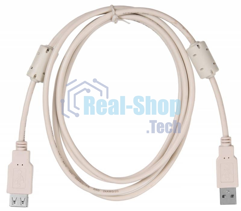 Кабель-удлинитель USB2.0 Buro USB2.0-AM-AF-1.8M-MG A(m)/A(f) (1.8м) феррит.кольца