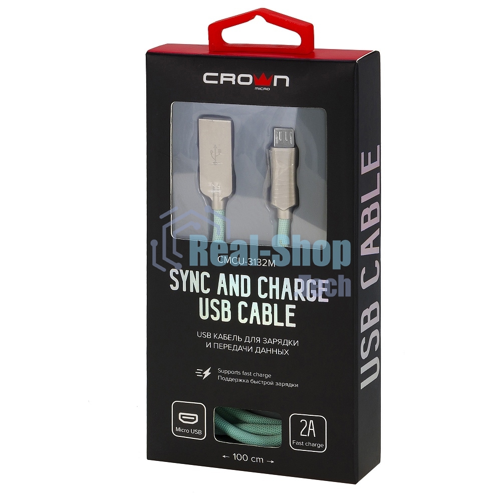 Кабель Crown USB - microUSB CMCU-3132M light blue