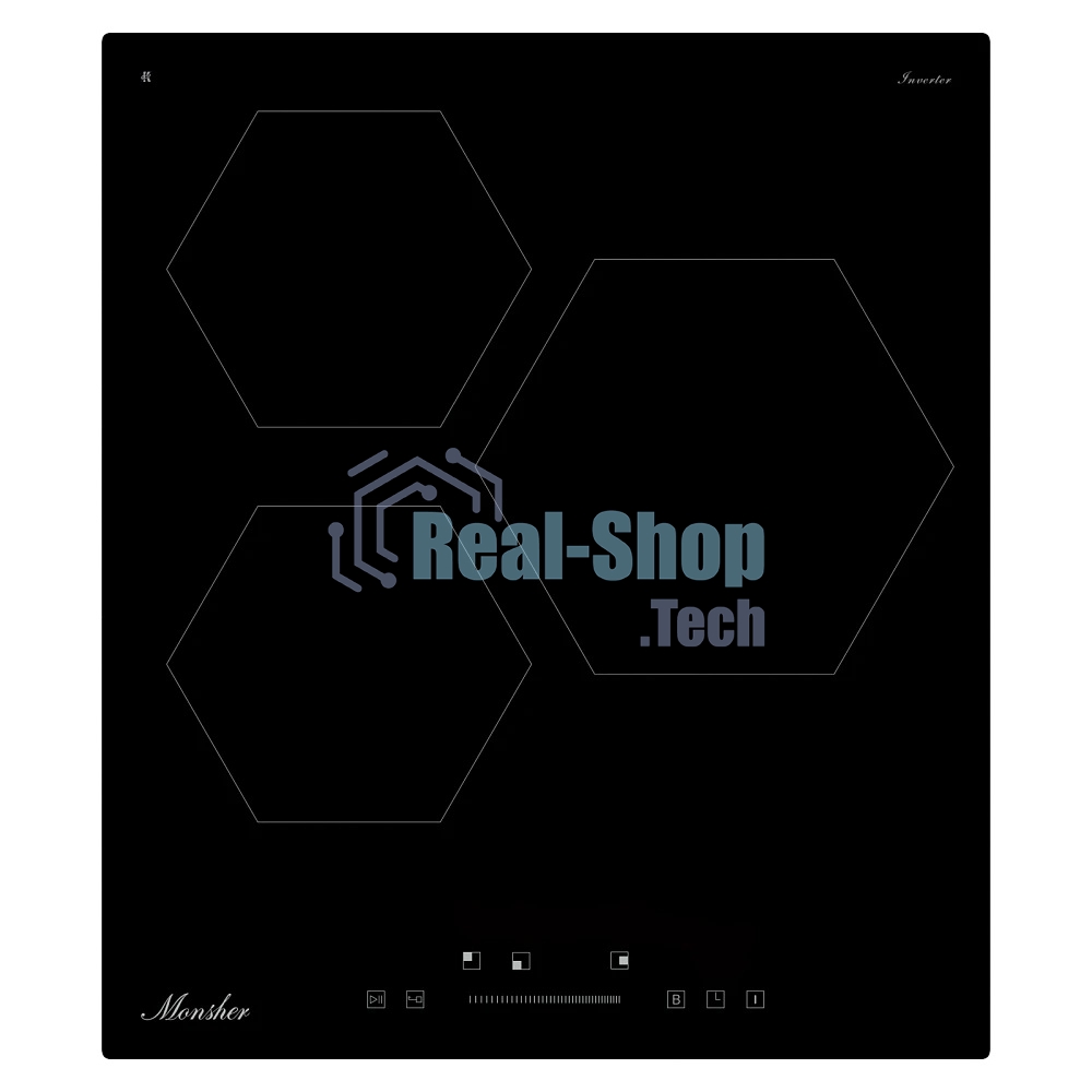 Индукционная варочная панель Monsher MHI 4506, 45 см, индукция, High-Tech, inverter, 9 уровней мощности, бустер, Stop and Go, автоматическое отключение, таймер, индикатор остаточного тепла, сенсорное/слайдерное управление, черный