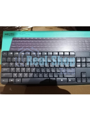 Комплект клавиатура+мышь Logitech MK235 беспроводной, USB, 1000 DPI, серый ( неоригинальная гравировка)