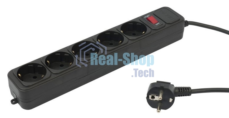 Сетевой фильтр PC Pet AP01006-1.8-BK 1.8 м, 5 розеток, черный