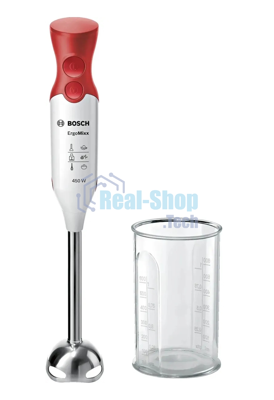 Блендер погружной Bosch MSM64110 белый/красный, 450 Вт, 2 скорости, турбо