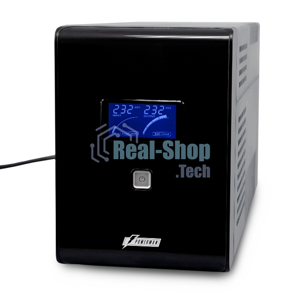 Источник бесперебойного питания Powerman Smart Sine 1500VA/1050W, 220V, Line-Interactive, LCD, Tower, Out: 4xShuko, черный*SmartSine1500
