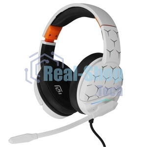 Гарнитура Oklick HS-L710G белый/чёрный, проводная, USB, подсветка