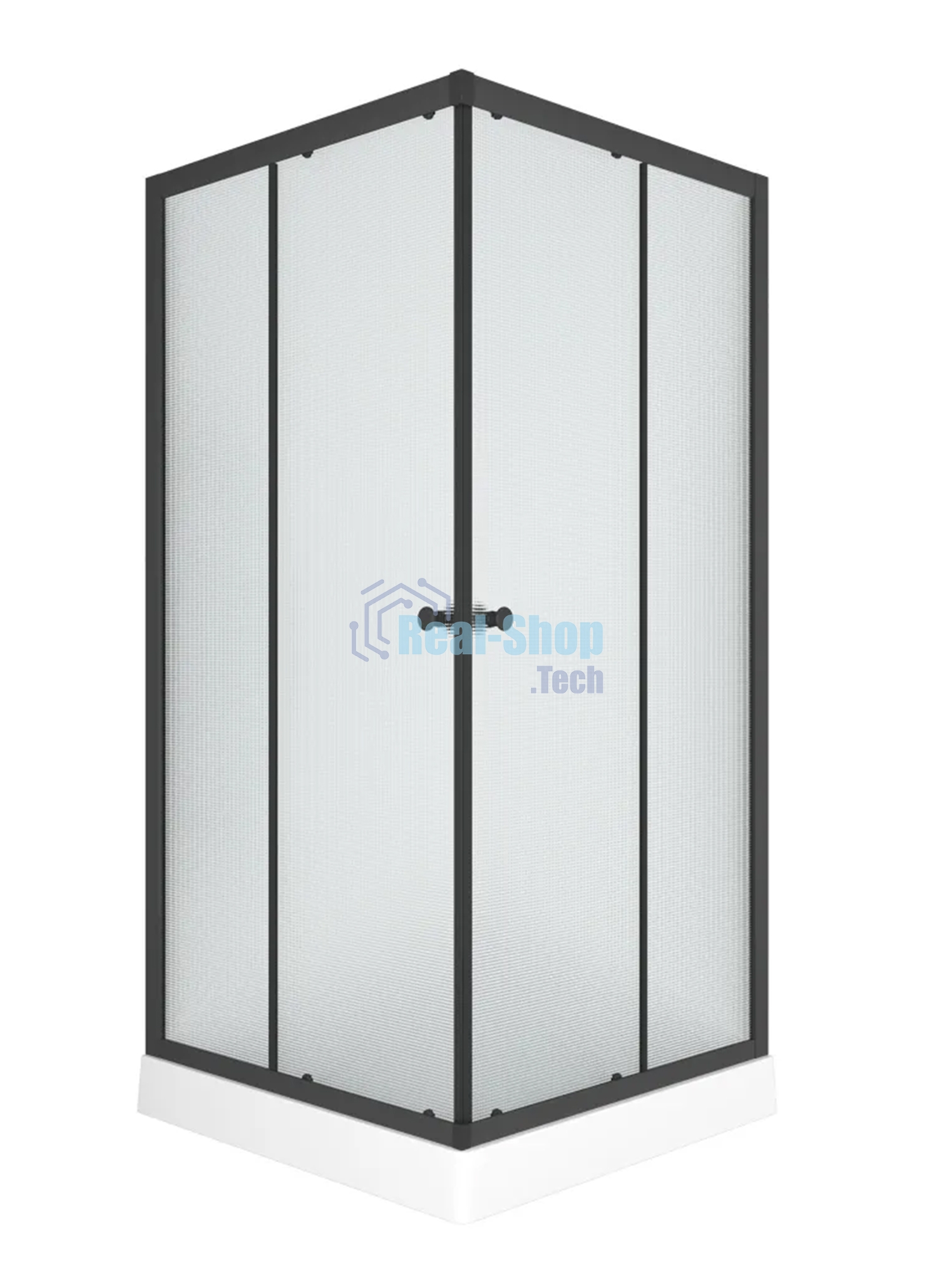 Душевой уголок BAU Stil Hit Black с поддоном 80x80х195, рифленое закаленное стекло, черный профиль