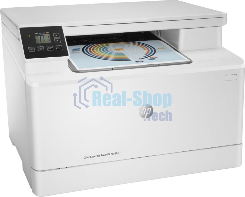 МФУ лазерное HP Color LaserJet Pro MFP M182n (7KW54A), A4, цветной, печ. до 16 стр/мин., 600 x 600 dpi (печать) 1200x1200dpi (скан.), USB, RJ-45, Air Print, Mopria