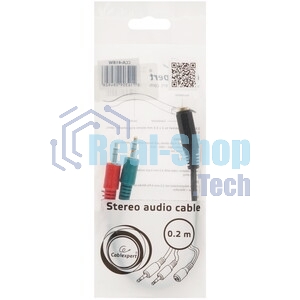 Кабель аудио Cablexpert CCAB-02-35MYHM-0.2MB. 3.5 Jack 4pin(M)/2х 3.5 Jack(F) наушники и микрофон, черный, 0.2м, блистер