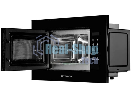 Встраиваемая микроволновая печь Kuppersberg HMW 620 B, объем 20 л, мощность 700 Вт, поворотный стол, High-Tech, 9 автоматических программ, гриль, сенсорное управление, черный