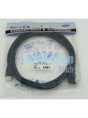 Кабель HDMI 2м, 19pin to 19pin, 1 угловой разъем, черный 