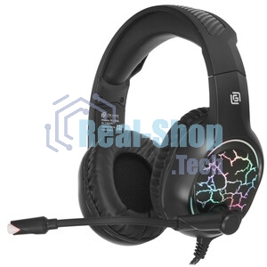 Гарнитура Oklick HS-L930G чёрный/синий, проводная, USB, подсветка