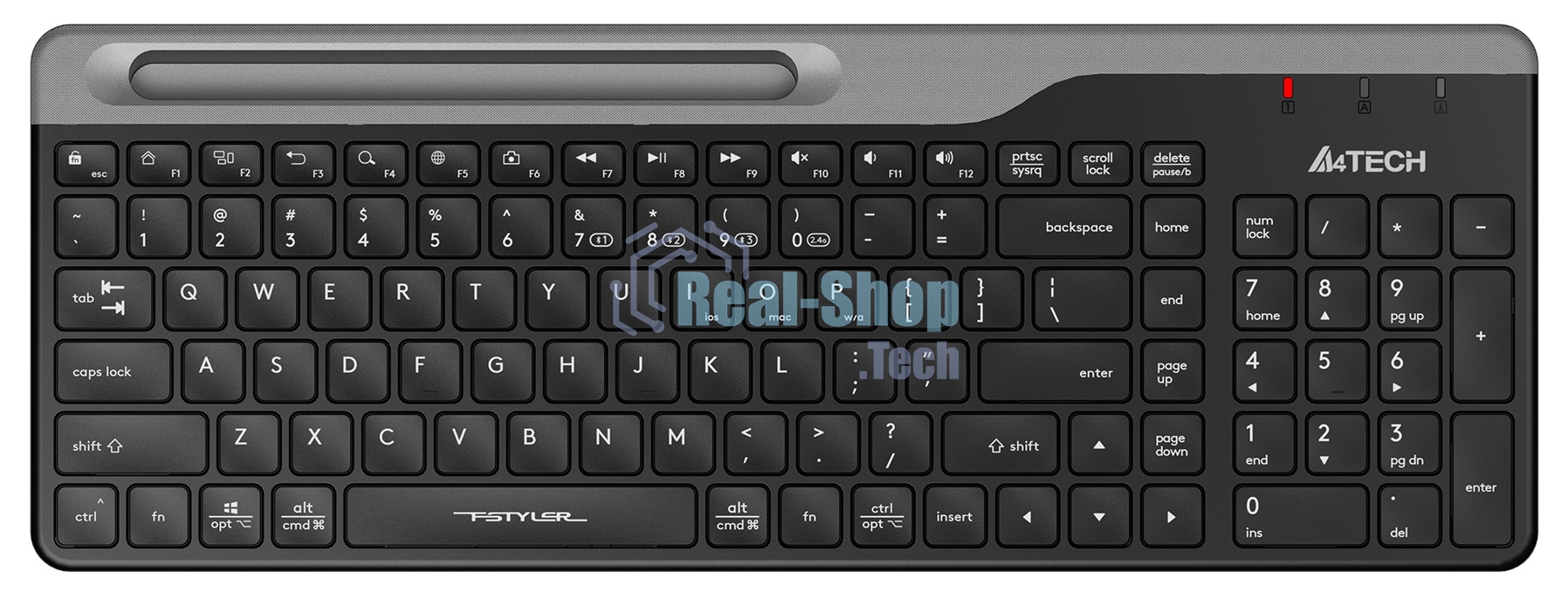 Клавиатура беспроводная A4Tech Fstyler FBK25, USB, Bluetooth/Радиоканал, черный/серый