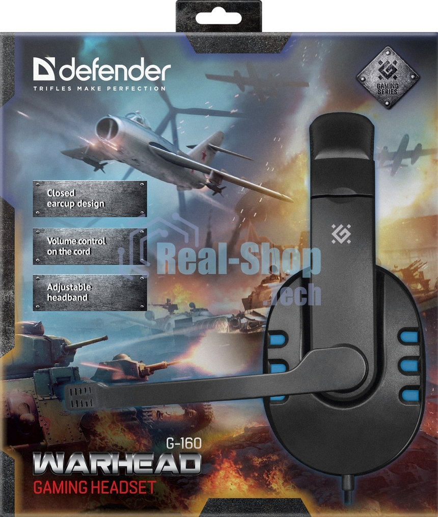 Гарнитура Defender Warhead G-160 чёрный/синий, проводная