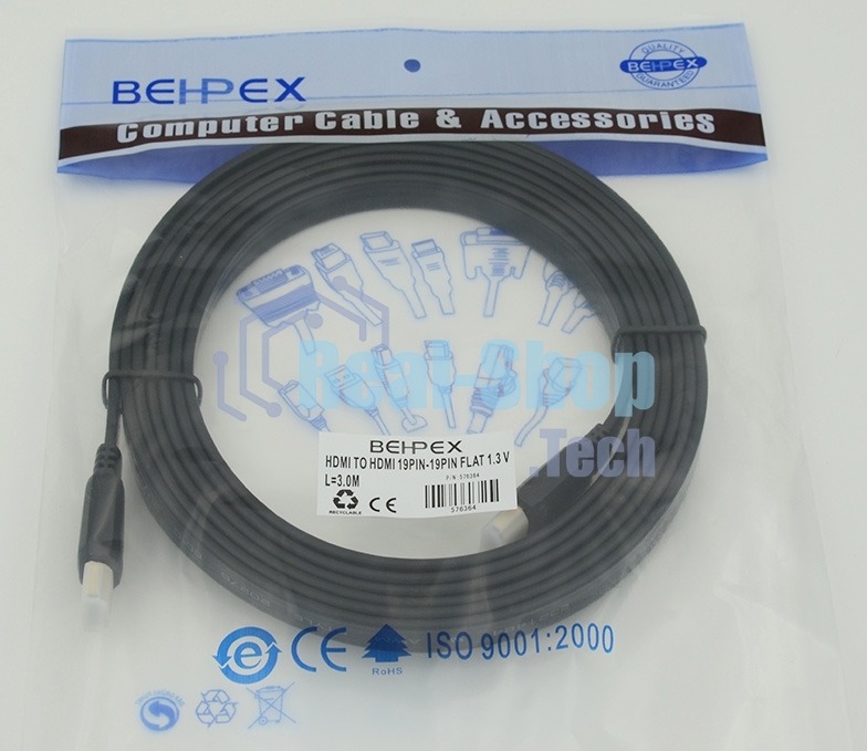 Кабель HDMI 3м SIEMAX FLAT 19M - 19M плоский, черный