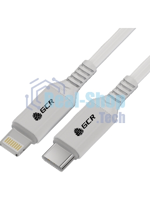 Кабель GCR PREMIUM 3.0m TypeC/Lightning MFI POWER DELIVERY 18 W, быстрая зарядка, белый силикон, AL case белый, белый ПВХ, GCR-53756