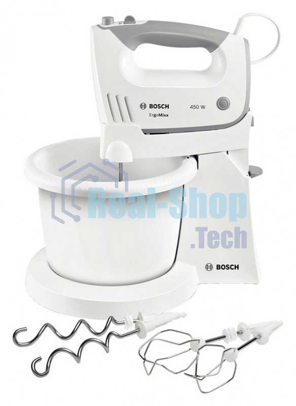 Миксер стационарный Bosch MFQ36460 450 Вт, белый/серый