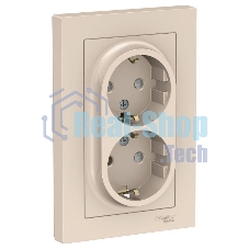 Розетка 2-м СП AtlasDesign 16А IP20 с заземл. защ. шторки в сборе беж. SE ATN000226 Розетка 2-м СП AtlasDesign 16А IP20 с заземл. защ. шторки в сборе беж. SE ATN000226