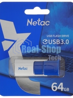 Флешка USB Netac U182 Blue (NT03U182N-064G-32BL), 64Gb, USB 3.0, R/W 70/30, белый/синий